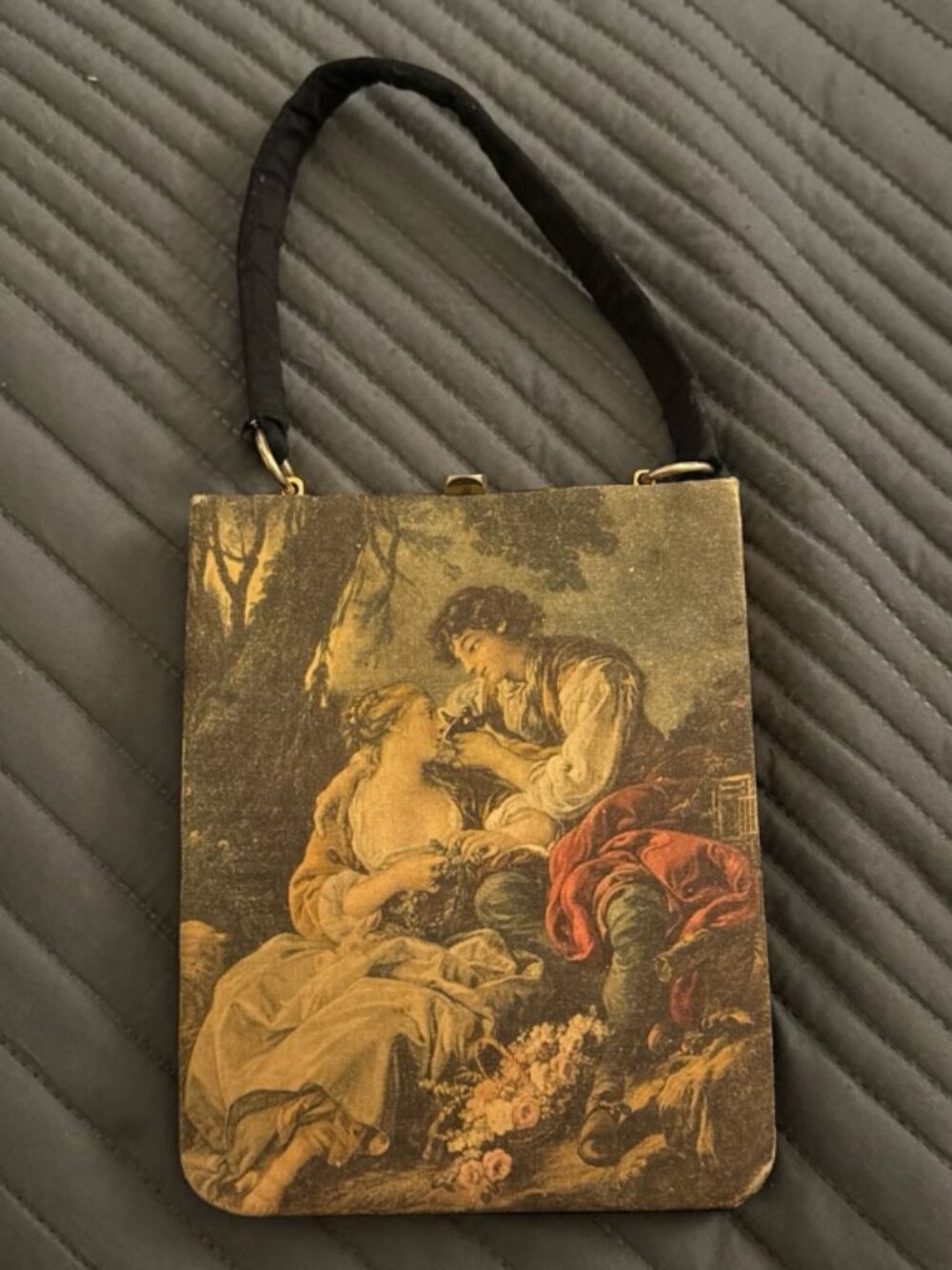 Madrid Romance lovers tapestry purse 1900s